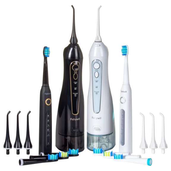 Fairywill Electric Toothbrush and Water Flosser Combo with 8 Heads