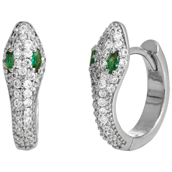 Savvy Cie Pave Snake Huggies in Sterling Silver or 18K Gold Vermeil