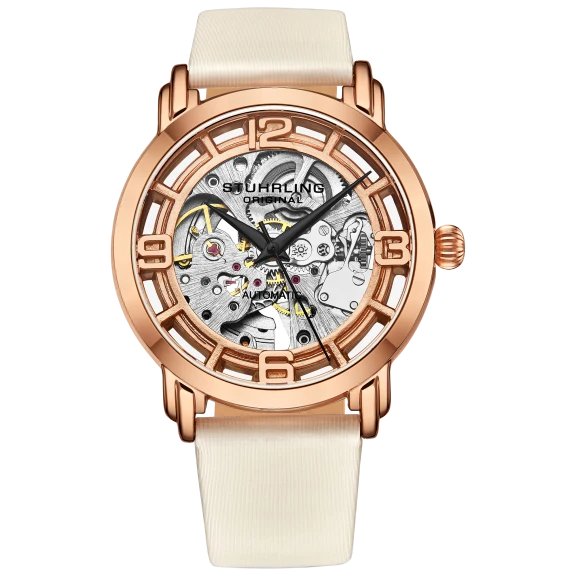 Stührling Winchester 36mm Skeleton Watch with Leather Strap