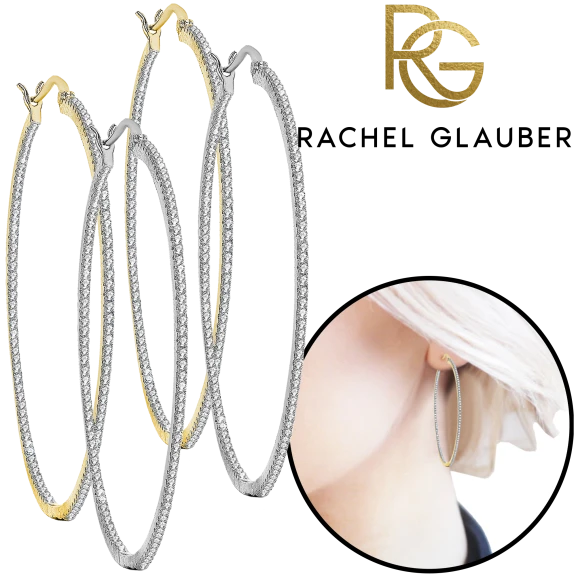 Rachel Glauber 55mm XL CZ Hoop Earrings