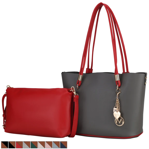 MKF Collection 2-Piece Women’s Malay Tote Bag with Cosmetic Pouch