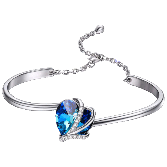 Golden NYC Jewelry Swarovski Heart Shaped Pav'e Silver Bangle