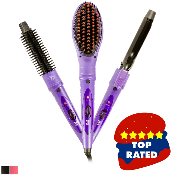 Royale USA Deluxe 3-in-1 Heated Styling Brush, Comb, & Curler