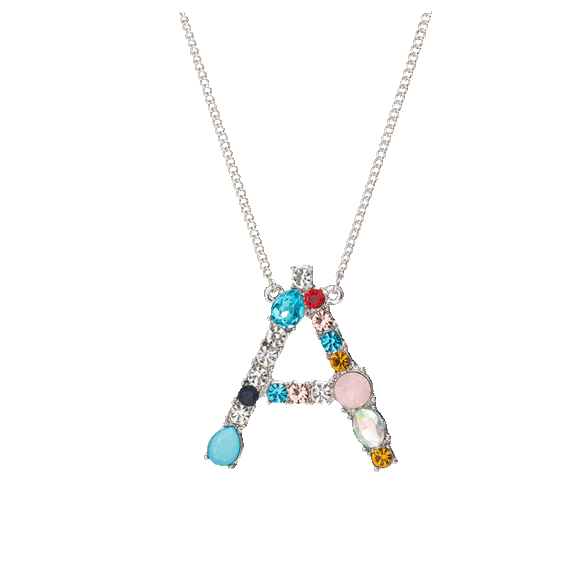 Golden NYC 18K White Gold Plated Initial Necklace with Swarovski Crystals