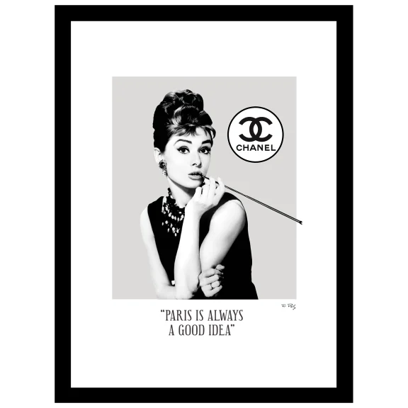 Fairchild Paris Audrey Hepburn Chanel - 14" x 18" Framed Print