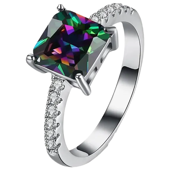 Hollywood Sensation 1.25 cttw Princess-Cut Mystic Topaz CZ Ring