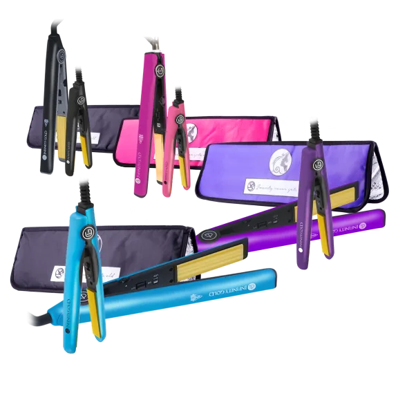 Infinity Gold 1" & .05" Flat Iron + Heat Mat Storage Pouch