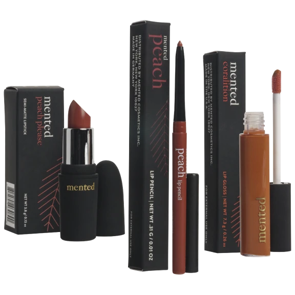 Mented 3-Piece Peach Set with Makeup Bag