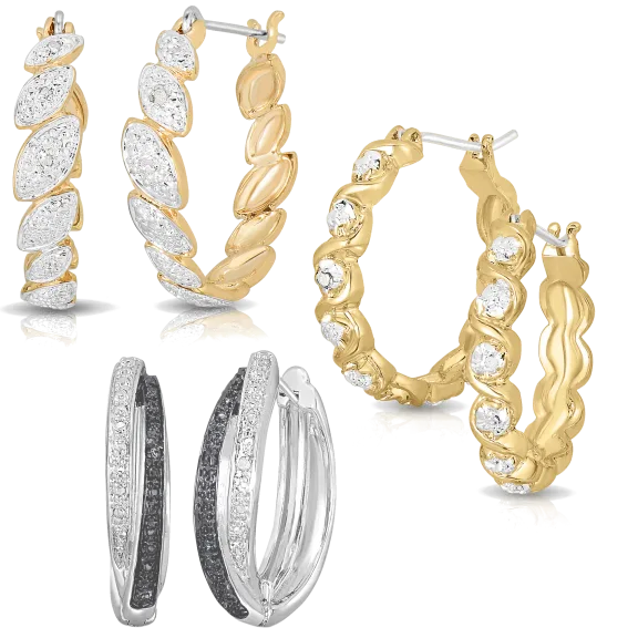 RelavenO Diamond Accent Hoop Earrings