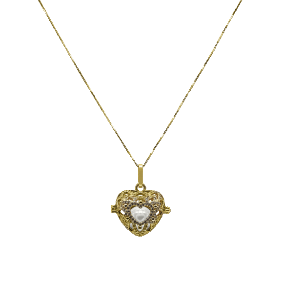ROYAL FALLS COLLECTION En Mi Corazón Gold Diamond Pavé Pearl Locket Pendant