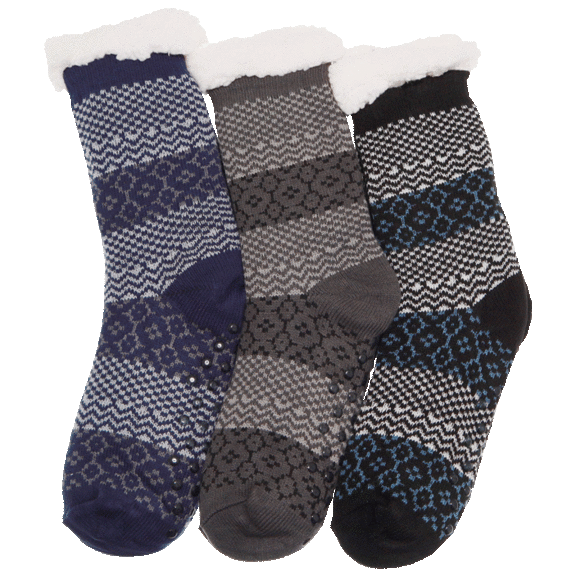 3-Pack: Swan Men's Winter-Weight Sherpa-Lined Knitted Thermal Crew Socks