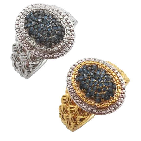 Savvy Cie Blue .25 CT Diamond Braided Ring