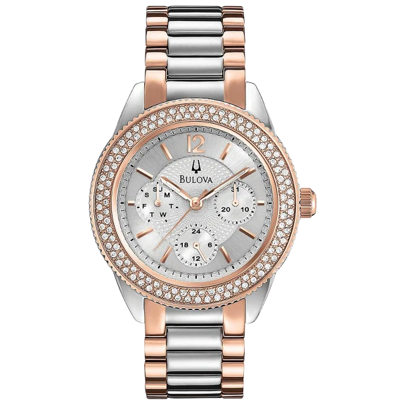 Bulova Two-Tone Crystal Ladies Watch 98N100