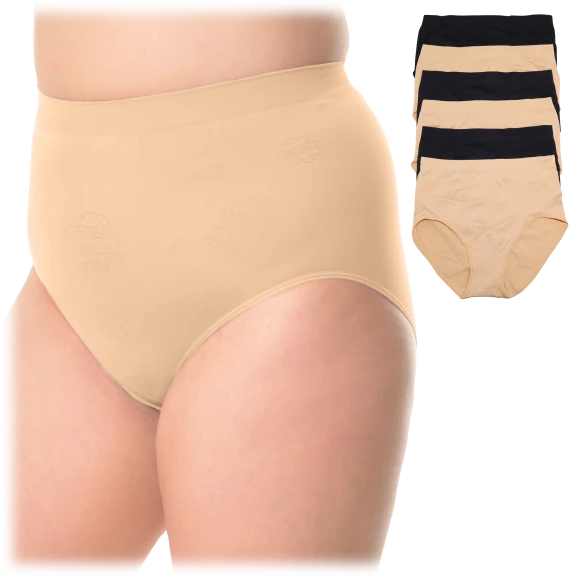 6-Pack: Angelina Seamless Plus Size High-Waist Briefs