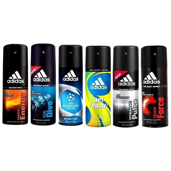 6-Pack: Adidas Deodorant 24h Fresh Power Men Body Spray 5oz /150ml Each