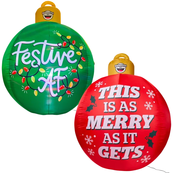 2-Pack: BigMouth Giant Ornament Inflatable LED Christmas Ball
