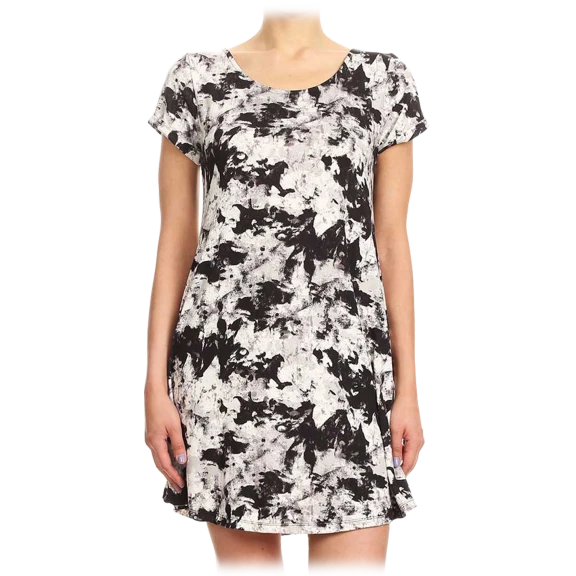 Black & White Abstract Print Tunic Dress