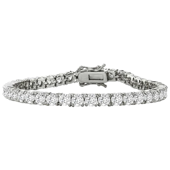 Genevive Cubic Zirconia Round Bezel Rhodium Plated Bracelet