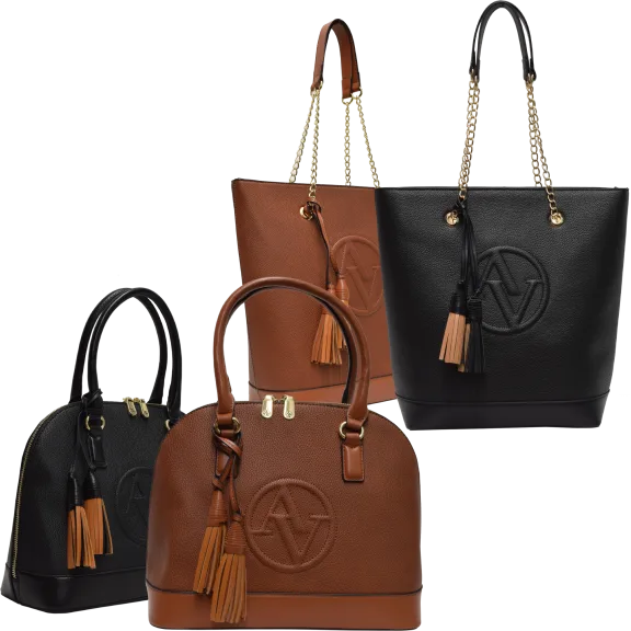 Adrienne Vittadini Signature Trapunto Collection Shopper Tote or Dome Satchel