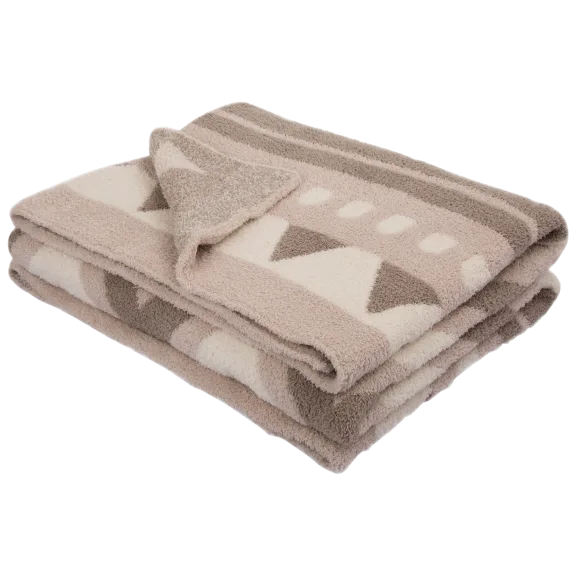 Glitzhome 60"L*50"W Knitted Polyester Geometric Pattern Feather Yarn Blanket
