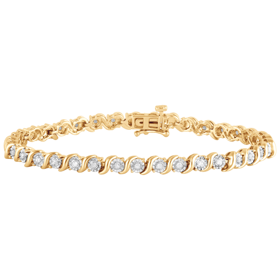 Diamond Muse 1/2 Carat TW Gold Plated Sterling Sliver Genuine Diamond Bracelet