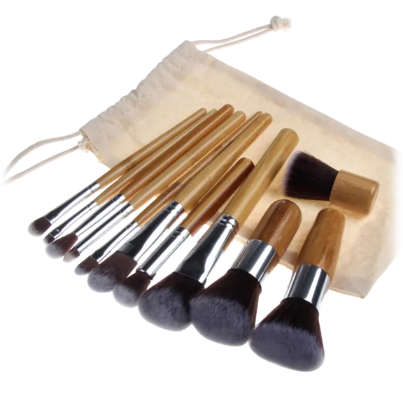 Zoë Ayla Professional 11-Piece Bamboo Eco Makeup Brush Set with Handy Carry Bag