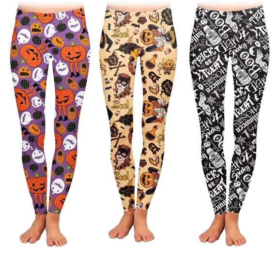 3-Pack: Two Left Feet Halloween Special Premium Wicked Cool Women's Leggings