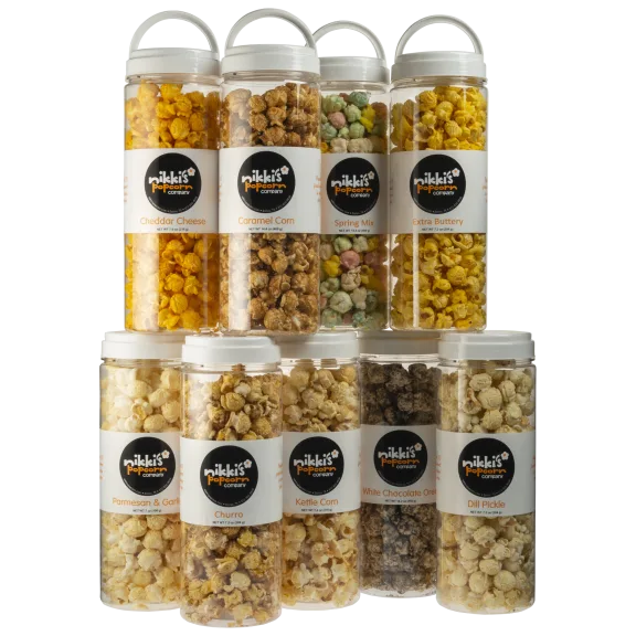 4-Pack: Nikki's Gourmet Popcorn Large 7-Cup Reusable Jars