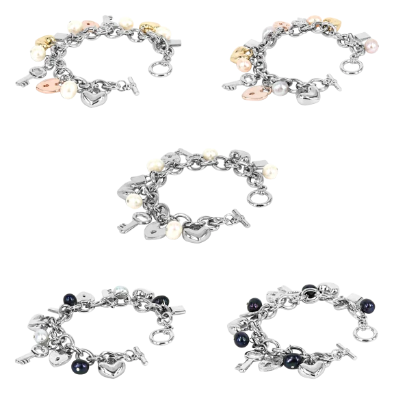 Rose Atoll Collection Baroque Pearl Charm Bracelet