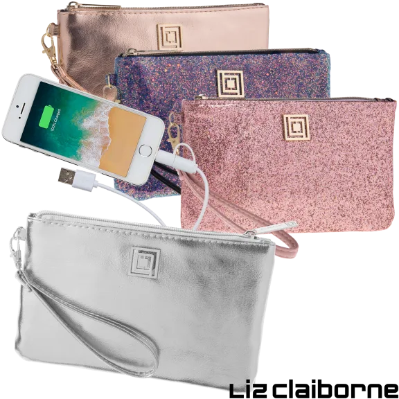 Glitter & Metallic Charging Wristlets w/RFID Theft Protection by Liz Claiborne