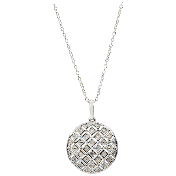 Savvy Cie Sterling Silver Diamond 0.10 Carat TW Honeycomb Pendant Necklace