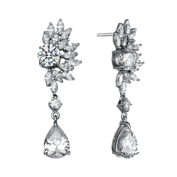 Megan Walford Lab Created Diamond Pear and Marquise Cut Earrings