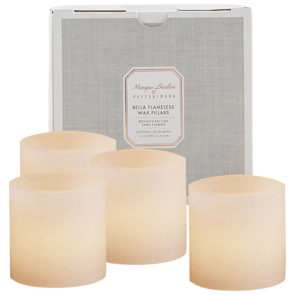 4-Pack: Monique Lhuiller & Pottery Barn Blush Flameless 2" x 2" Candle Votive