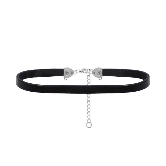Savvy Cie Sterling Silver Accent Leather Adjustable Choker Necklace