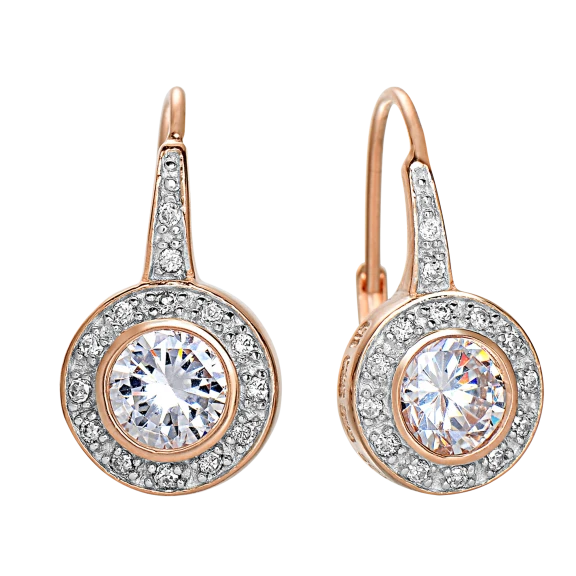 Genevive CZ Leverback Earrings