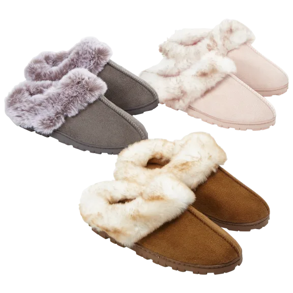 Jessica Simpson Microsuede Clog with Tipped Faux Fur