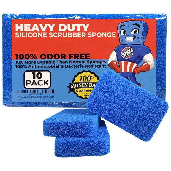 10-Pack: Heavy Duty Silicone Scrubber Sponges