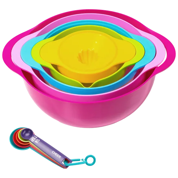 Cheer Collection 10 Piece Kids Nested Mixing Bowls Colorful Set