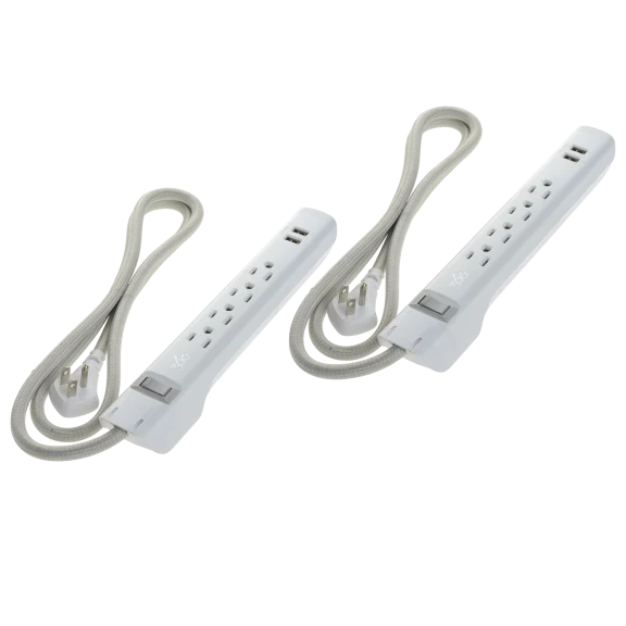 2-Pack: 360 Electrical Habitat Braided 4-Outlet Surge Strip With Dual USB Ports