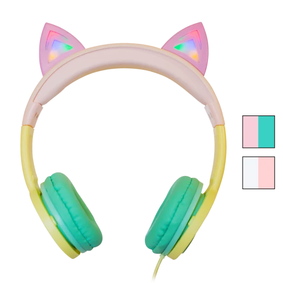 Gabba Goods Cat LED Wired Kids SafeSounds Headphones