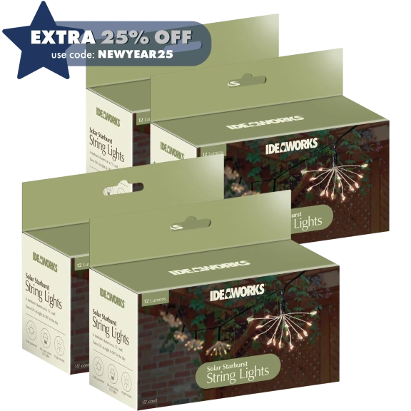 4-Pack: Ideaworks Solar-Powered Starburst String Lights