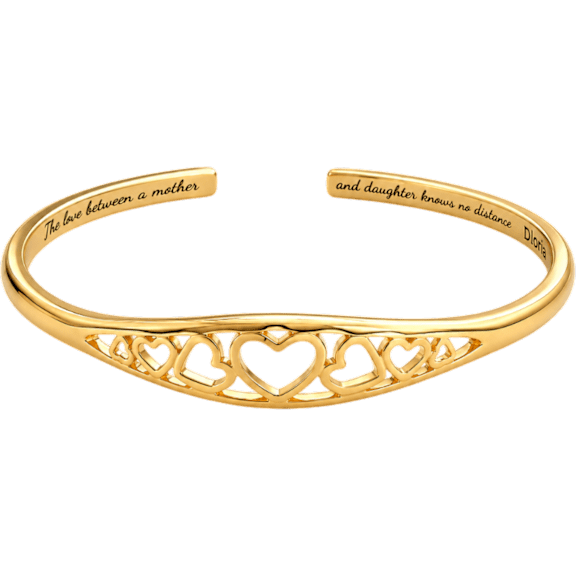 Dloria Engraved Mother Daughter Heart Cuff Bracelet