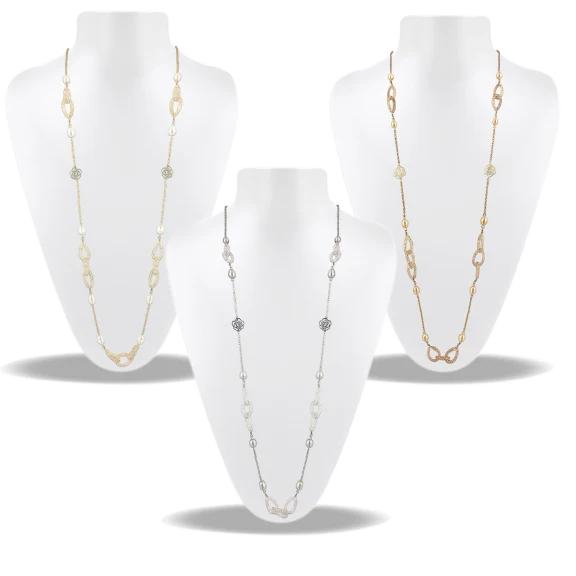 Rose Atoll 14K Gold Filled Statement Necklace with Pearls & Swarovski Crystals