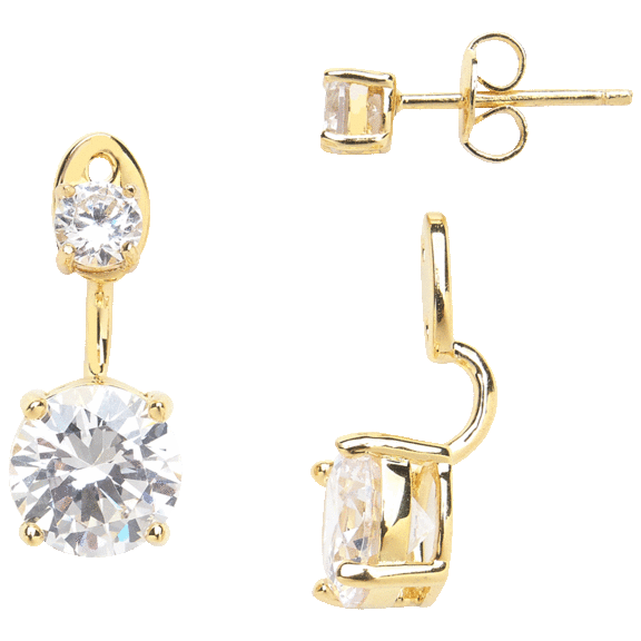 Rox & Rose Sterling Silver Brilliant CZ Stud Jacket Earrings
