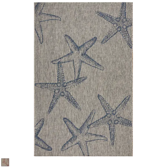 LR Resources 5'x7 and 3'x5' Starfish Indoor/Outdoor Rug