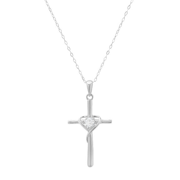 Kylie Harper Sterling Silver CZ Heart Cross Pendant