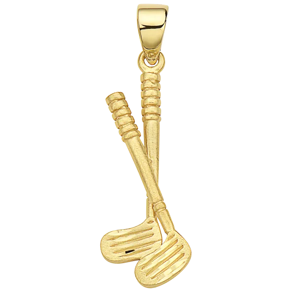 Pori Jewelers 14K Yellow Gold Diamond Cut Golf Clubs Pendant