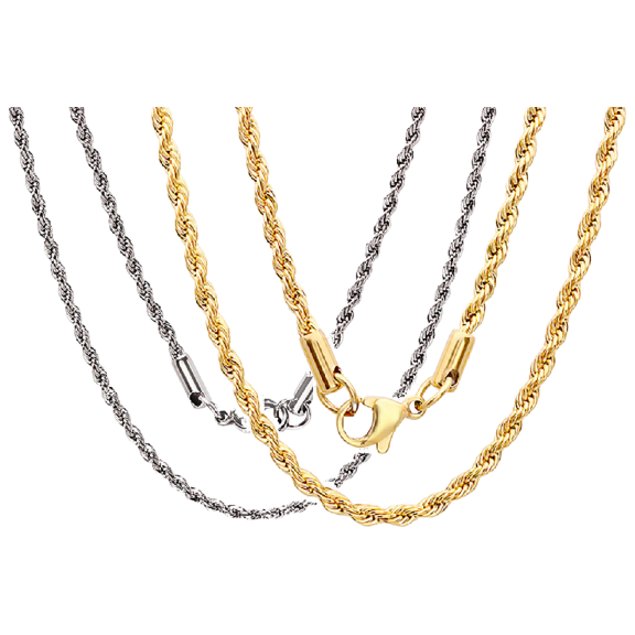 Steeltime 2-Piece Rope Chain 24" Necklaces
