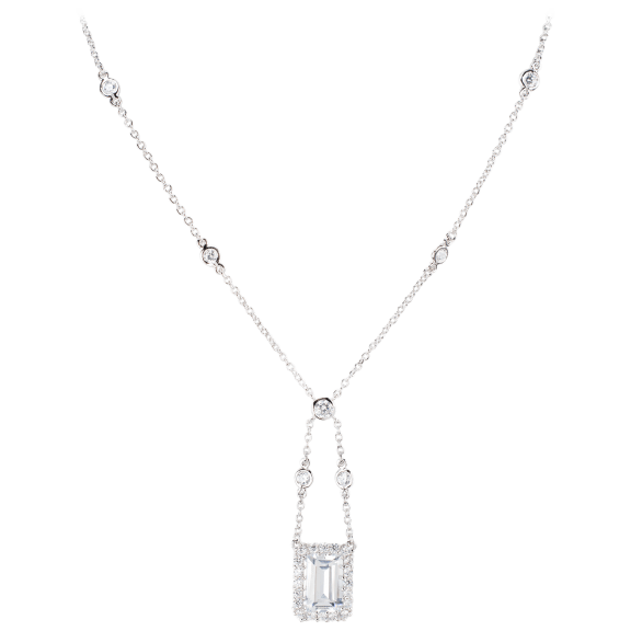 Kenneth Jay Lane 6 CTTW Emerald CZ Classic Swing Flush Mount Necklace