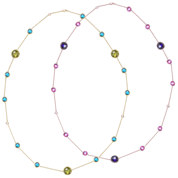 Multicolored 20" Sterling Silver Necklace